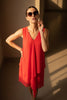 A3130 Teal Asymmetrical Shift Dress