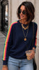 A3225 Navy Multi Stripe Knit Top