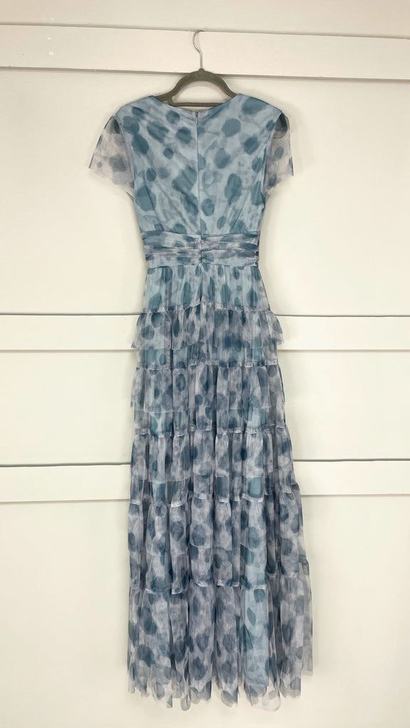 A2659 Grey Print Malva Flounce Maxi Dress