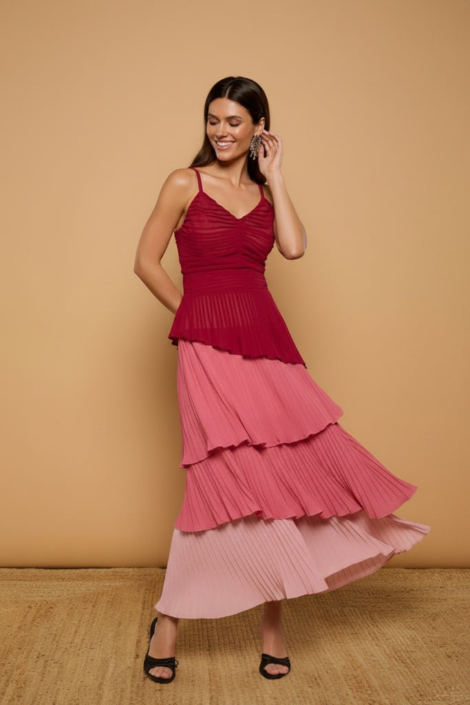 A3013 Multi Tone Ruffle Fenicia Dress