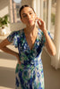 A3148 Blue Abstract Ruffle Dress