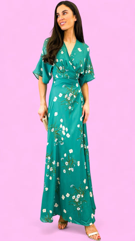 5-A1490 Navy Print Lace Midaxi Dress