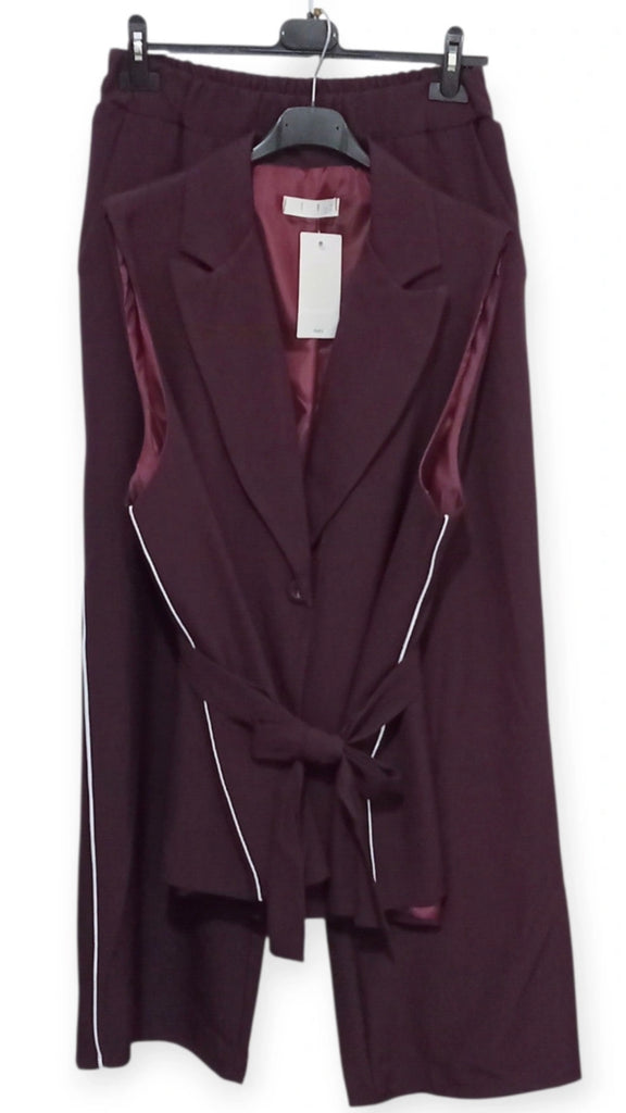 A3166 Plum Waistcoat & Trouser Set