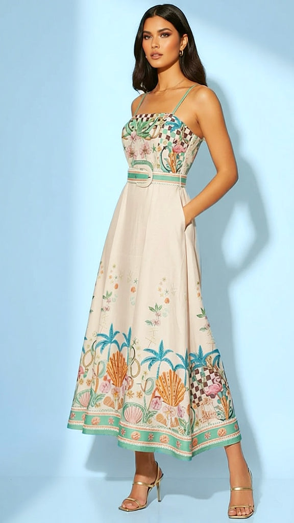 A3105 Sabine Tropical Print Dress
