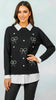 A2666 Black 2in1 Pearl Knit Top