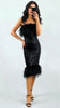 A2668 Black Feather Trim Sequin Dress