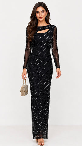 A3152(B) Nevada Navy Contrast Flare Dress