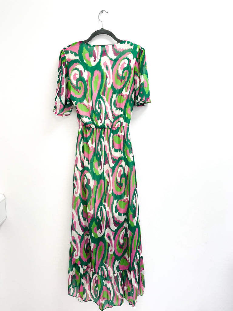 4-A1602 Multi Print Viola Frill Dress