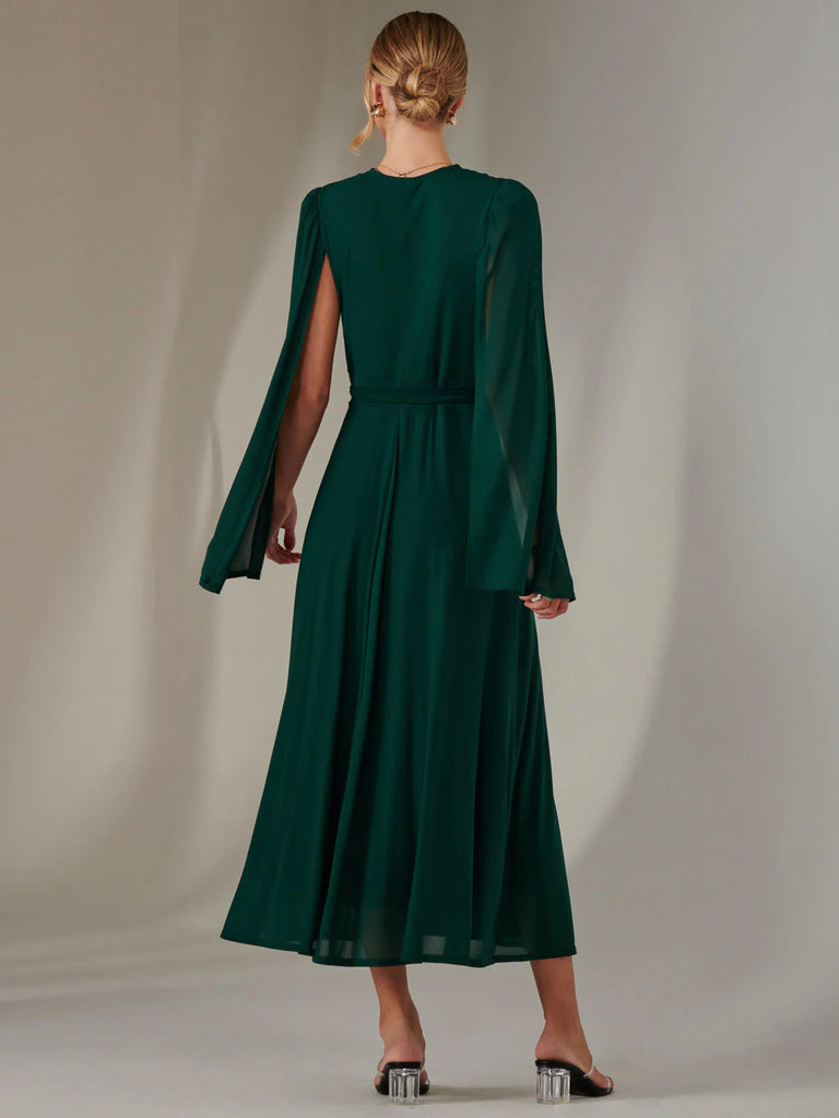 5-A2181 Amira Cape Sleeve Wrap Dress