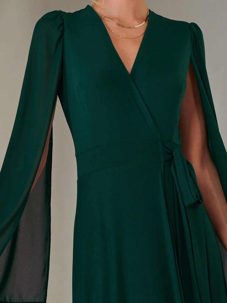 5-A2181 Amira Cape Sleeve Wrap Dress
