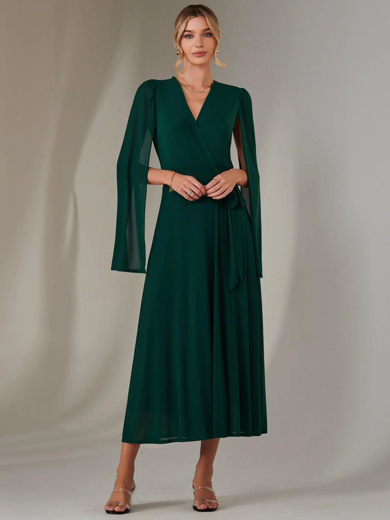 5-A2181 Amira Cape Sleeve Wrap Dress