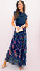 A2603 Navy Multi Tulle Ruffle Maxi Skirt