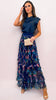 A2603 Navy Multi Tulle Ruffle Maxi Skirt
