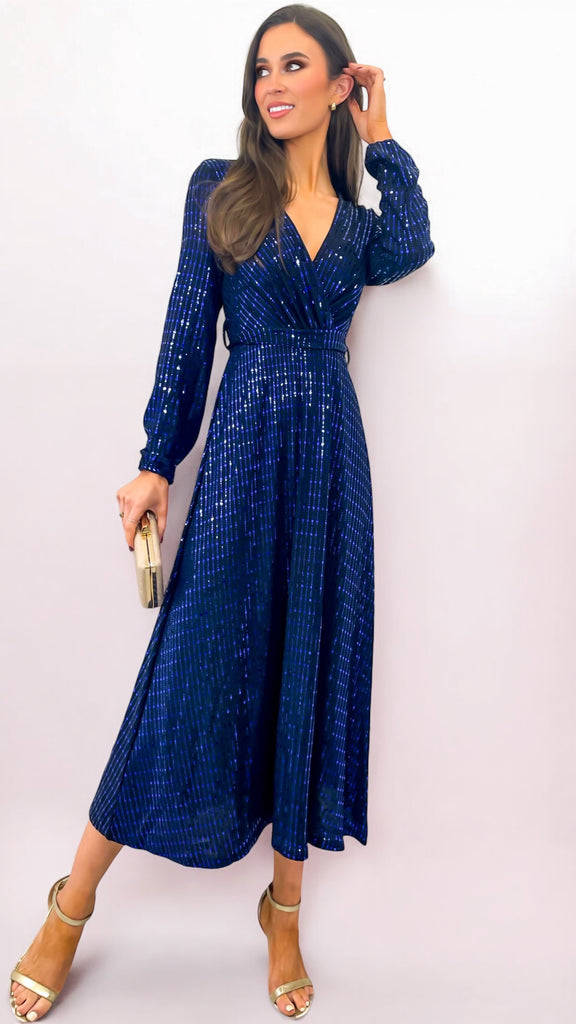 A1973 Kylie Navy/Royal Sparkle Dress