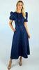 A2675 Emmy Navy Brocade Flare Dress