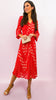 A1978 Red Dotty Sleeved Loose Top Dress