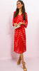 A1978 Red Dotty Sleeved Loose Top Dress
