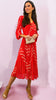 A1978 Red Dotty Sleeved Loose Top Dress