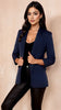 A2610 Navy Rouched Sleeve Blazer