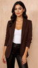 A2611 Brown Rouched Sleeve Blazer