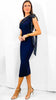 A2509 Navy Bandage Sequin Trim Dress