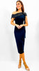 A2509 Navy Bandage Sequin Trim Dress