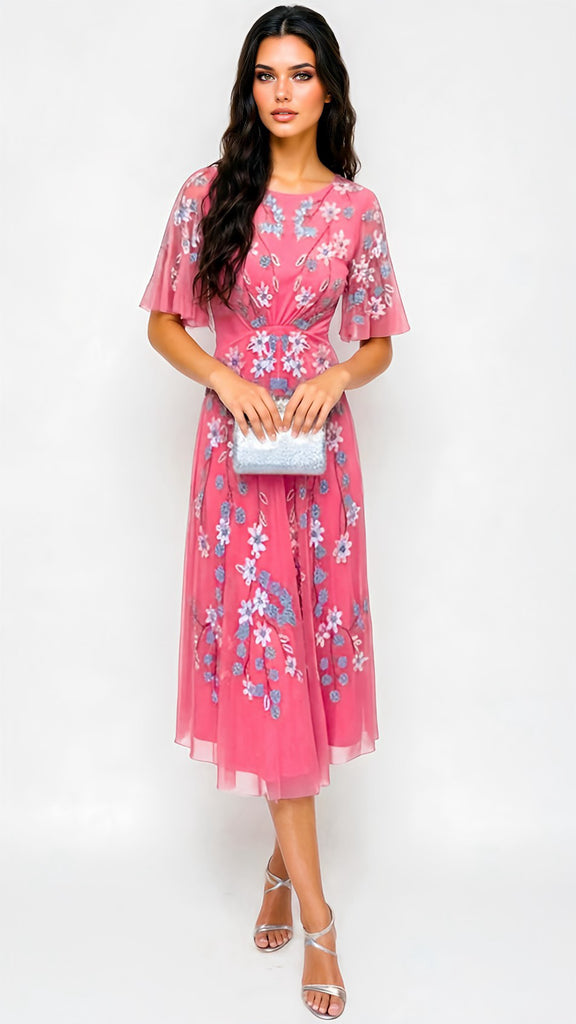 A2841 Rudy Coral Embellished Dress