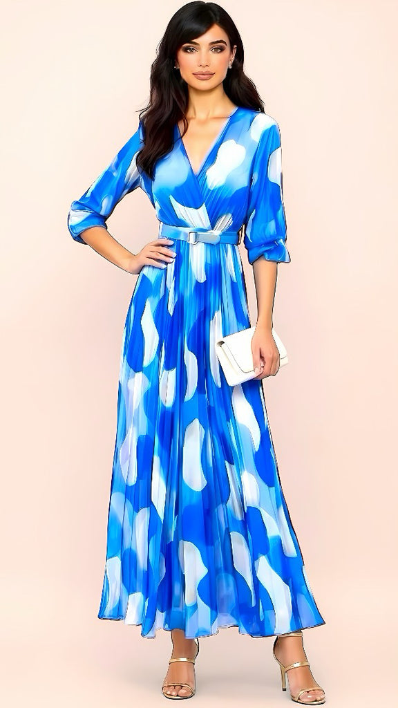 A2848 Polly Royal Print Pleat Dress
