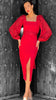 4-A1999 Vernee Red Bodycon Midi Dress