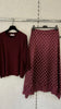 A3222 Burgundy Top & Skirt Set