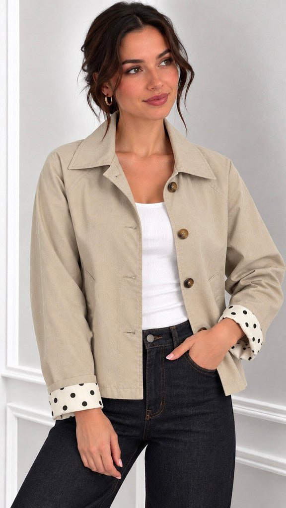 A3231 Beige Short Trench Coat