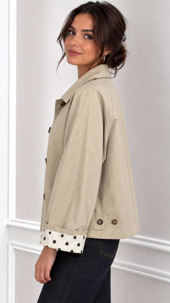A3231 Beige Short Trench Coat