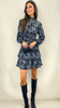 5-A2089 High Neck Grey/Navy Mini Dress