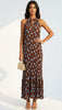 A3082 Lavinia Brown Dotty Halter Dress