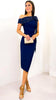 A2509 Navy Bandage Sequin Trim Dress