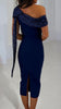 A2509 Navy Bandage Sequin Trim Dress