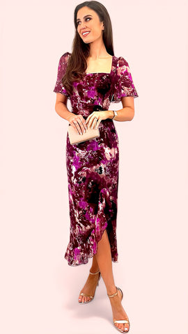 4-A1312 Leoni Purple Floral Shirt Dress
