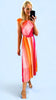A2425 Spicy Pink Print Pleat Dress