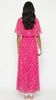 A3089 Pink Print Cape Pleat Dress