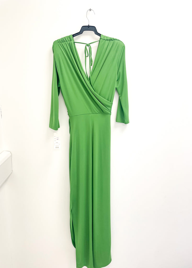 A1568 Nieve Green Asymmetrical Midi Dress