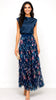 A3237 Navy Multi Tulle Ruffle Maxi Skirt