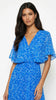 A3091 Royal Print Cape Pleat Dress