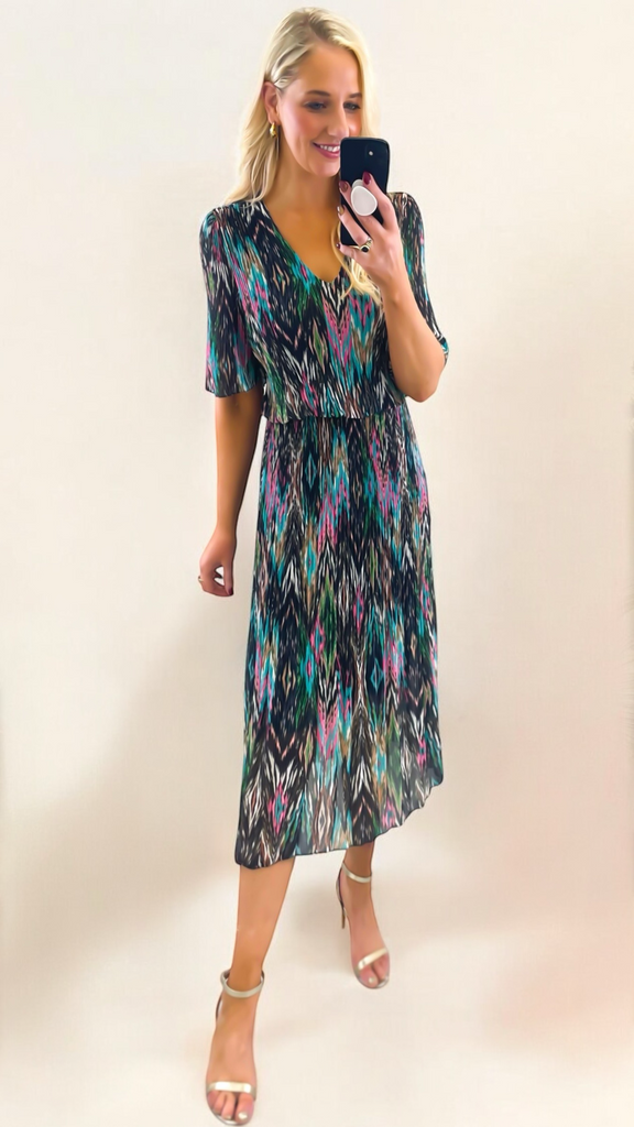 1-A2051 Enid Black Print Loose Top Dress