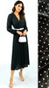 A2669 Black Sparkle Velvet Pleat Dress