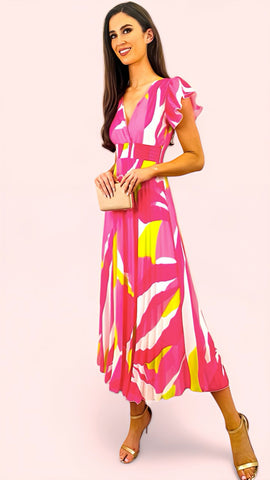 5-A1601 Whoopi Print Flare Dress