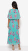 A3142 Nicole Turquoise Print Cape Dress
