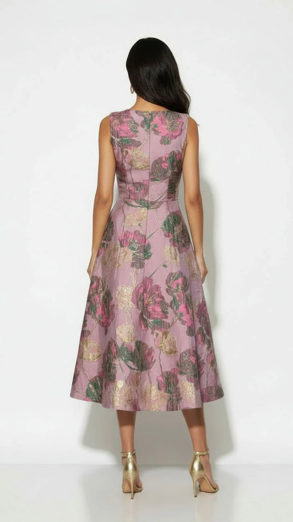 A3084 Brenda Jacquard Flare Dress