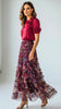 A2682 Burgundy Multi Tulle Ruffle Maxi Skirt