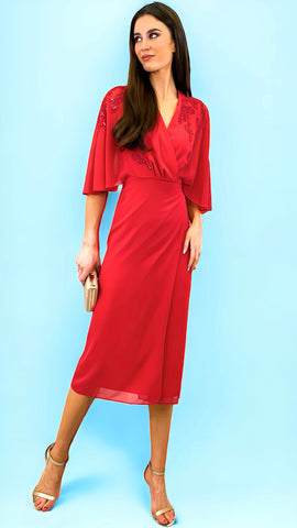 A1634 Cosima Coral 2 Tone Flare Dress