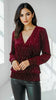 A2708 Amanda Burgundy Velvet Sparkle Top
